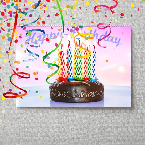 Kalender mit Namen zum Geburtstag – Torte mit Kerzen