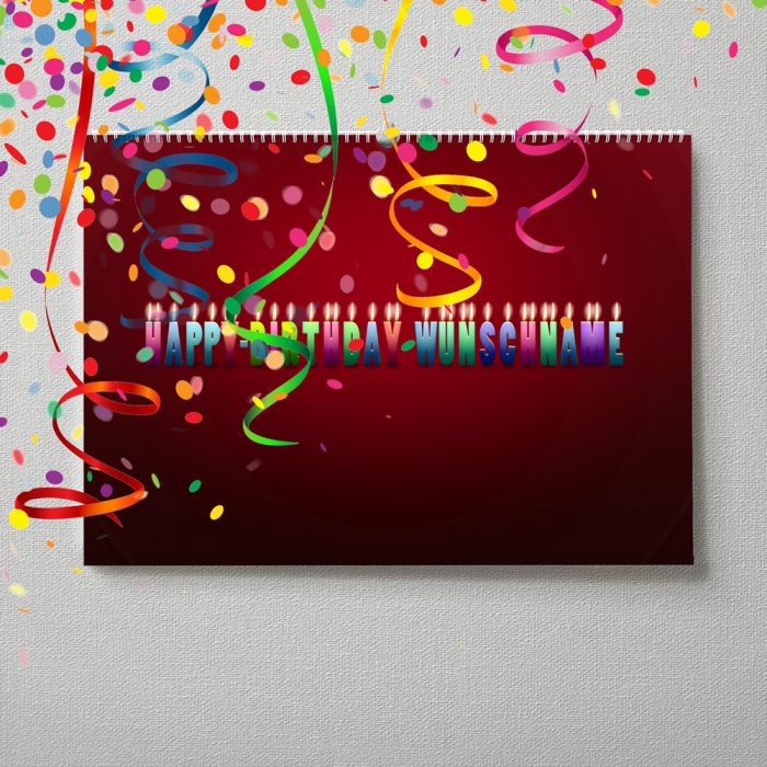 Kalender mit Namen zum Geburtstag – Buchstabenkerzen rot